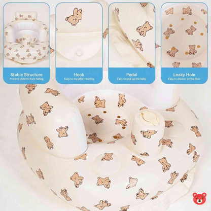 Premium Inflatable Baby Support Seat – Ergonomic Learning-to-Sit Chair with Built-in Air Pump and Bath Drain Holes