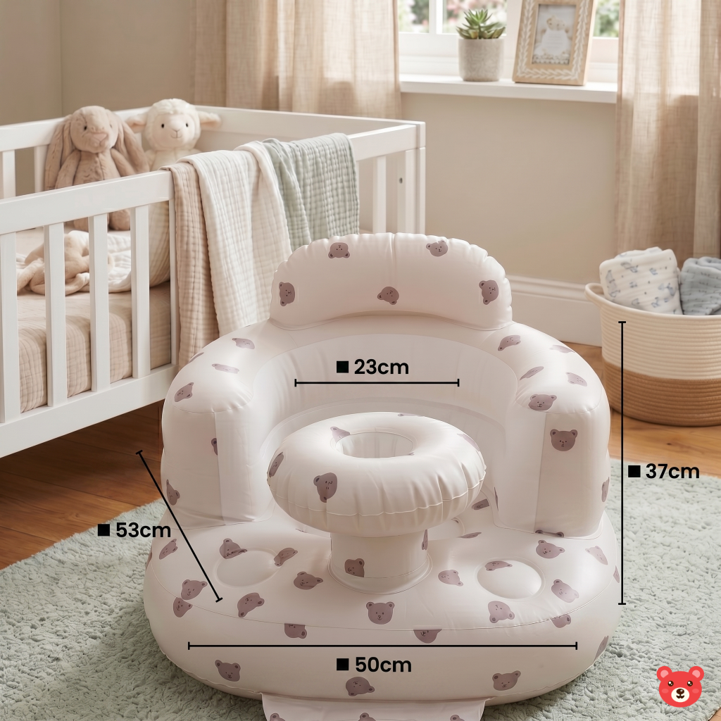 Premium Inflatable Baby Support Seat – Ergonomic Learning-to-Sit Chair with Built-in Air Pump and Bath Drain Holes
