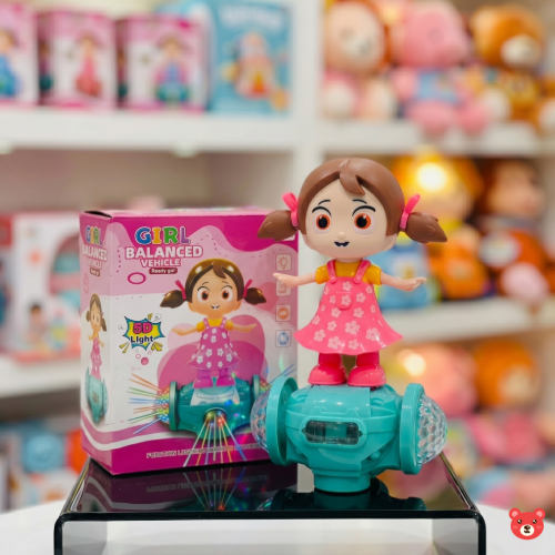 Fashion Girl Interactive Balanced Vehicle Toy – Musical Dancing Doll with 5D LED Projection Lights and Omni-Directional Movement