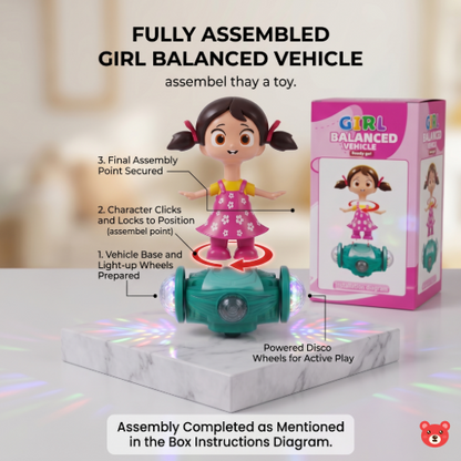 Fashion Girl Interactive Balanced Vehicle Toy – Musical Dancing Doll with 5D LED Projection Lights and Omni-Directional Movement
