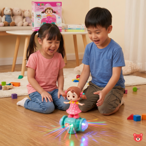 Fashion Girl Interactive Balanced Vehicle Toy – Musical Dancing Doll with 5D LED Projection Lights and Omni-Directional Movement