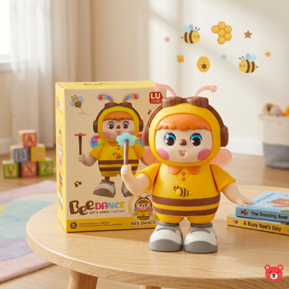 Bee Dance Interactive Musical Toy – Battery-Operated Dancing Honey Bee Doll with LED Lights, Dual Volume Control, and Moving Wand