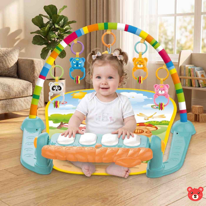 3-in-1 Interactive Baby Kick & Play Piano Gym Mat with Detachable Musical Crib Toy and Sensory Rattles
