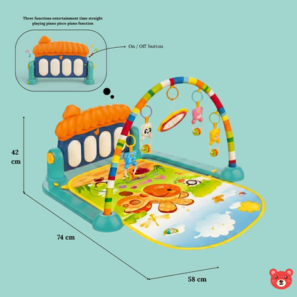 3-in-1 Interactive Baby Kick & Play Piano Gym Mat with Detachable Musical Crib Toy and Sensory Rattles