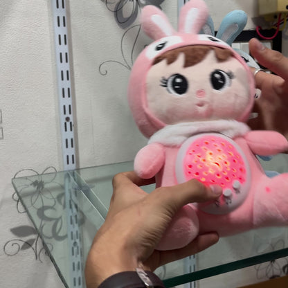 Musical Baby Rabbit Plush Doll with Star Night Light Projector & Soothing Lullabies (28 cm)