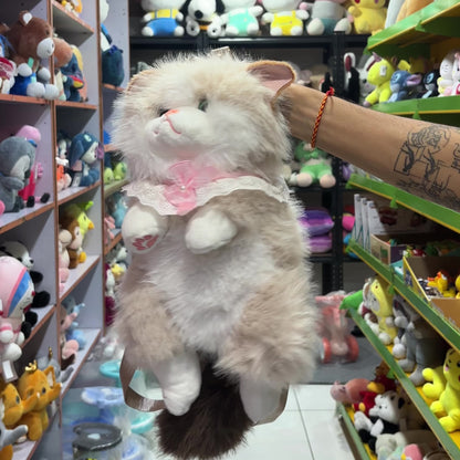Cute Cat Plush Backpack for Girls & Women Kawaii Soft Toy Cat Bag with Sound, Fluffy Stuffed Animal Shoulder Backpack