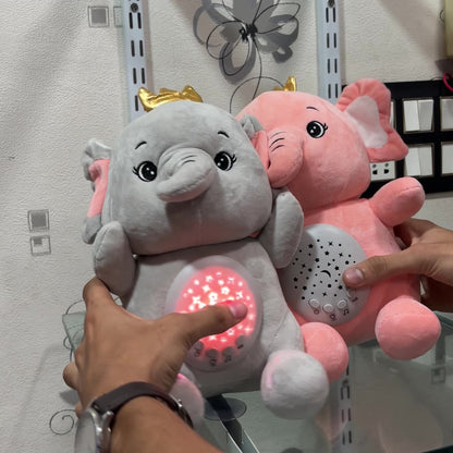 Musical Elephant Plush Toy with Star Night Light Projector & Soothing Sounds