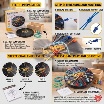 Rope Challenge Brain Teaser Board Game – Interactive Stem Geometry Puzzle