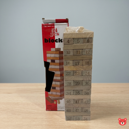 Premium 54-Piece Wooden Numeric Tower Challenge Game | Zenga Toy